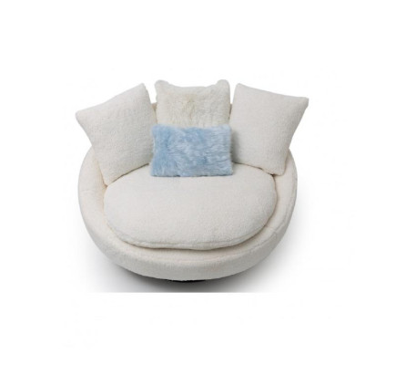 Armchair Polyester for Living room material Wood Textile White Modern