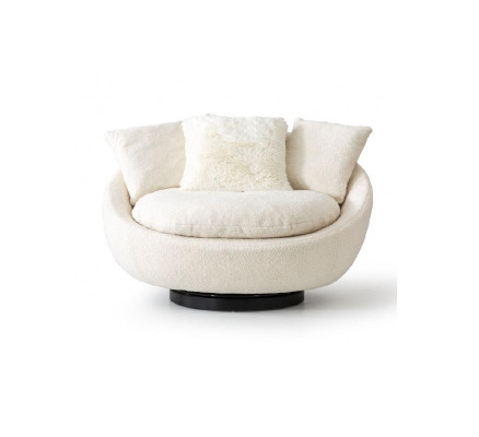 Armchair Polyester for Living room material Wood Textile White Modern