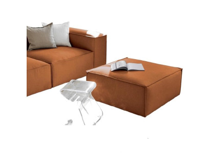 Large Footstool 80x80cm Soft Design Stool Luxury Stool Fabric Orange