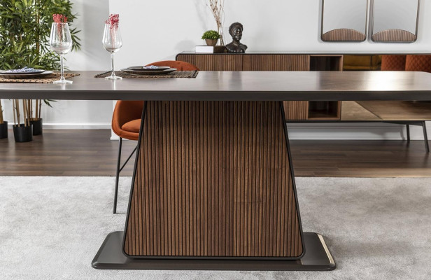 Dining corner Dining set Dining room Dining table Chairs Sideboard 9pcs Wood Brown
