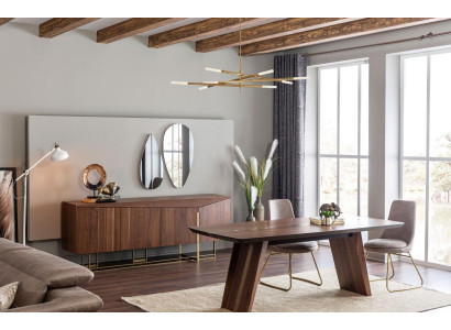 Dining table Dining set Dining room Chairs Sideboard Set Wood Brown Suite 9pcs
