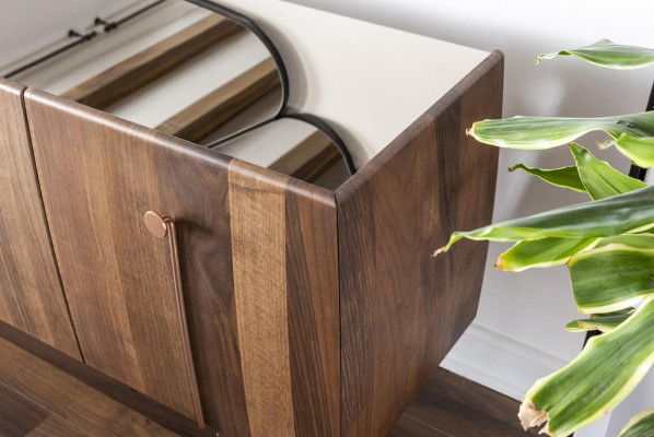 Sideboard Chest of drawers Sideboard Mirror Wood Brown Sideboard Cabinets Set 2pcs.
