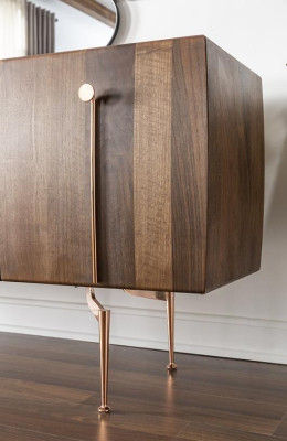 Sideboard Chest of drawers Sideboard Mirror Wood Brown Sideboard Cabinets Set 2pcs.