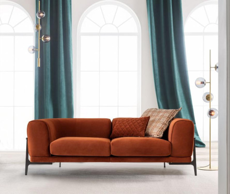 Three Seater Sofa 3 Seater Fabric Sofa Sofas Modern Red Fabric Couch Orange