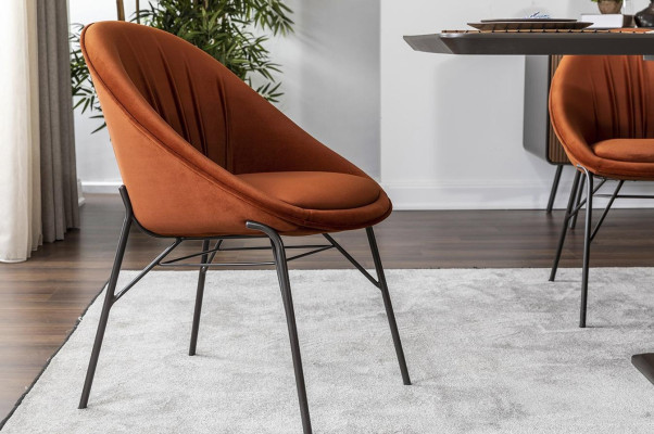 Suite Dining room chair Kitchen chair Recliner Chairs 6pcs Fabric Orange