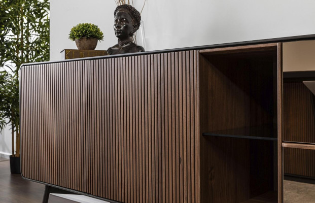 Sideboard Chest of drawers Sideboard Mirror Wood Modern Brown Set Suite