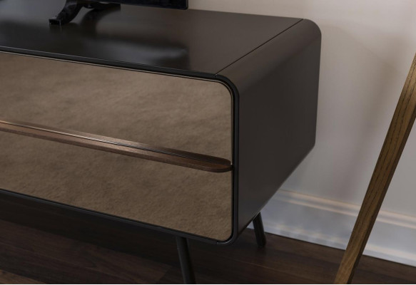 TV cabinet lowboard tv stand shelves sideboard living room wood brown modern