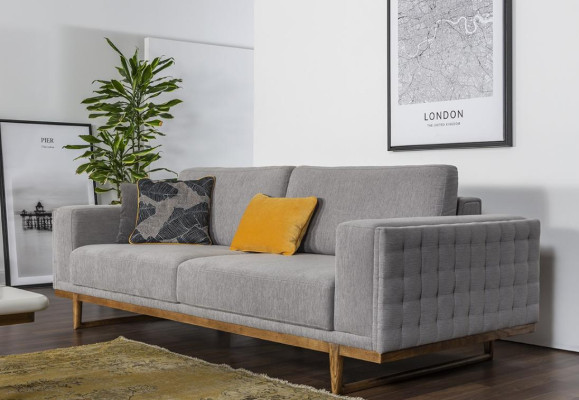 Three Seater Sofa 3 Seater Fabric Sofa Sofas Modern Gray Fabric Couch new