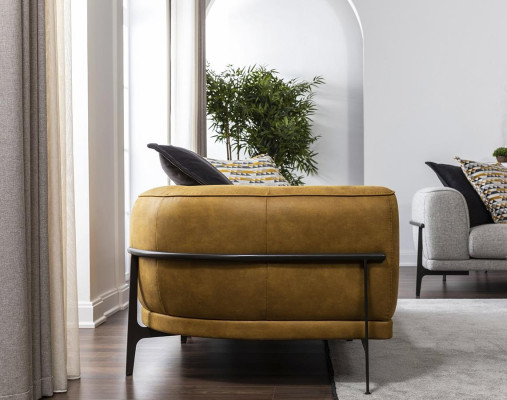 Modern Two-seater Sofa 2 Seater Sofas Modern Yellow Imitation leather Couch Design
