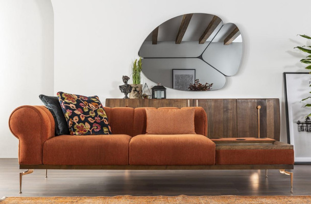 Two-seater Sofa 2 Seater Fabric Sofa Sofas Modern Fabric Orange 234cm