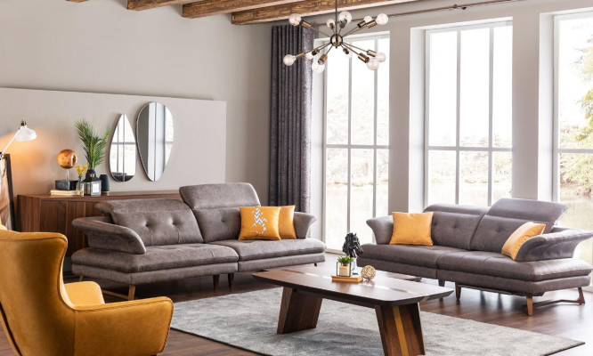 Sofa set 321 Seater Sofa Sofas Sets Modern Gray Armchair Set