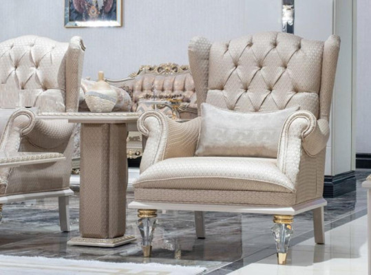 Luxury sofa set Sofa 3311 Seater Armchair three-seater Fabric 5-piece beige