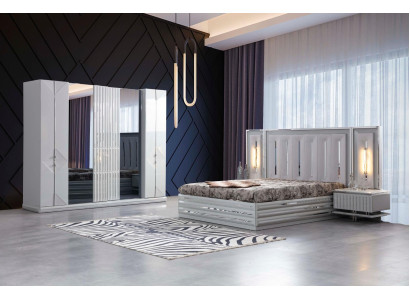 Complete's Bedroom Set 4 pcs Classic Bed +2x Bedside tables Wardrobe