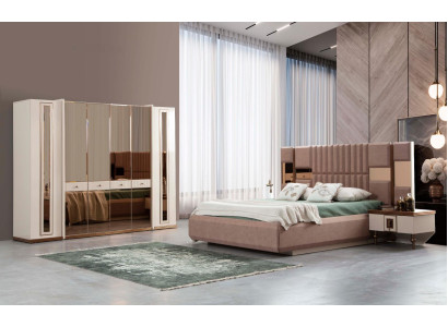 Bedroom Complete Set 4-piece Bed 2x Bedside tables Wardrobe Beds