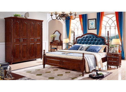 Bedroom Set 4 pcs Classic Bed +2x Bedside tables Wardrobe