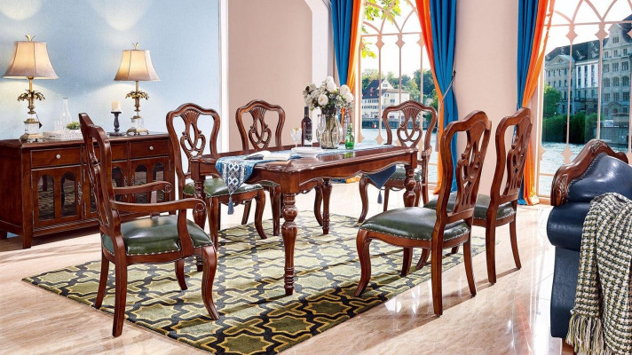 Complete Set Dining table + 6 Chairs Dining room Set Ess Group Wood Table Tables 7 pieces