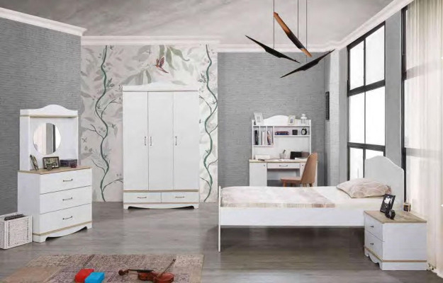 Complete Youth Room Childrens room Set Bed Wardrobe Chest of drawers 5-piece Furniture