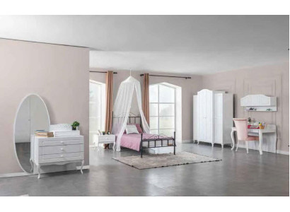 Suite Set Bed Bedside table Chest of drawers Bedroom Youth room 6 pieces. Furniture