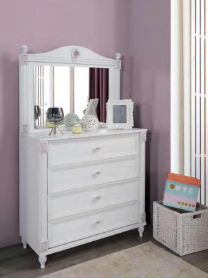 Chest of drawers with Mirror Childrens room Children's cupboard Girls Youth Room White Furniture