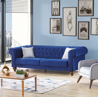 Luxury Sofa Three Seater 3 Seat Fabric Textile Style Couch Seat Couches Furniture