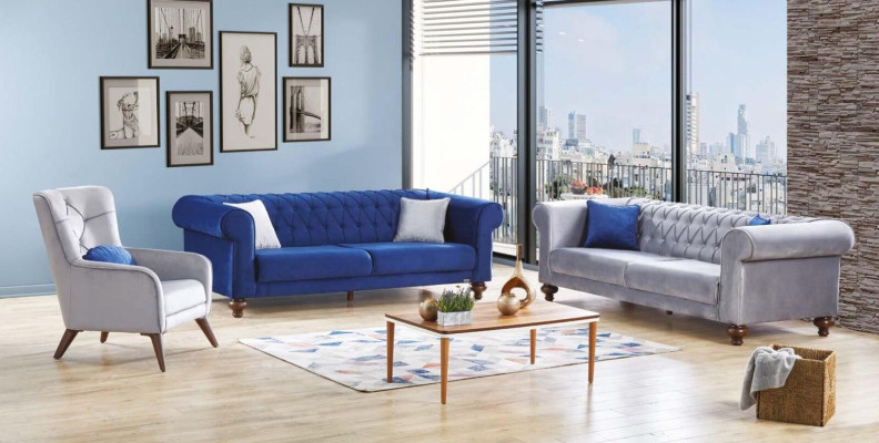 Luxury Sofa Three Seater 3 Seat Fabric Textile Style Couch Seat Couches Furniture