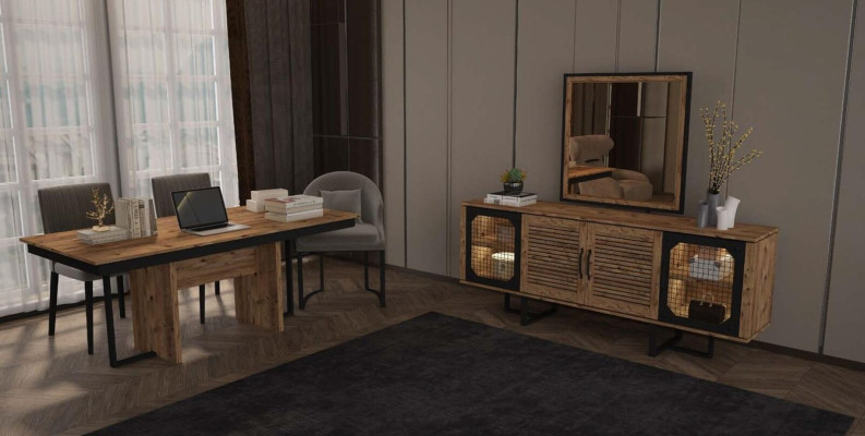 Loft Sideboard with Mirror Living room xxl big Wood Chests of drawers Furniture Wardrobe new