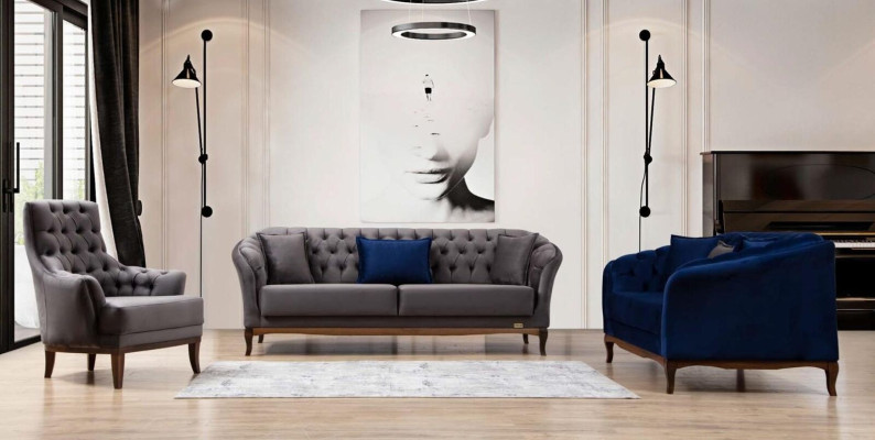 Living room Textile Sofa Blue Two-seater Designer Sofas Upholstery Sofas 2 Seater new