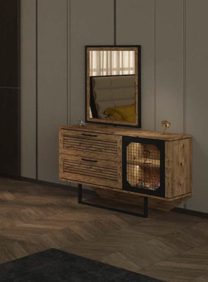 Loft Metal Grid Chest of drawers Mirror Furniture Design Chests of drawers Wood Bedroom Luxury