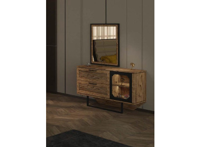 Loft Metal Grid Chest of drawers Mirror Furniture Design Chests of drawers Wood Bedroom Luxury