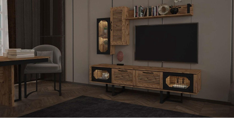 High quality, stylish, low loft style TV wardrobe from Wood