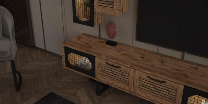 High quality, stylish, low loft style TV wardrobe from Wood