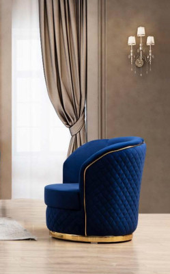Luxury Furniture Design Armchair Blue he Design Throne Textile Living room Single seater new