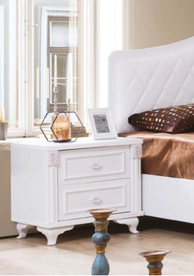 White Bedside table luxurious compact design bedroom furniture