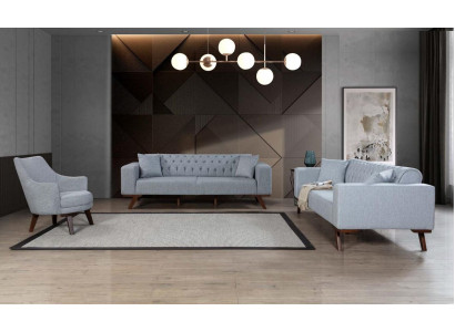 Set 3-piece sofa set 331 Seat Luxury Suite Gray Armchair Sofas new
