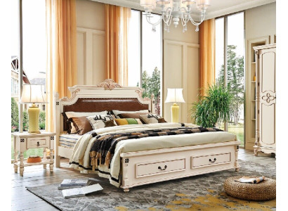 Bed Upholstery Design Luxury Double Hotel Beds Bedroom Baroque Wood Furniture new