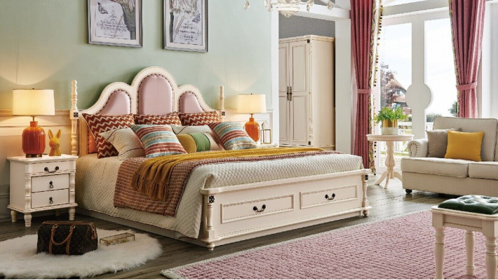 Bed Upholstery Design Luxury Double Hotel Beds Bedroom 180x200 cm Wood new