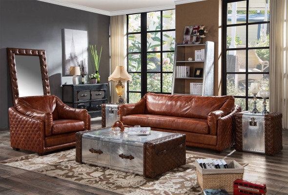 Chesterfield Sofa 3 Seat Chesterfield Brown Vintage Leather Furniture Style Three Seater