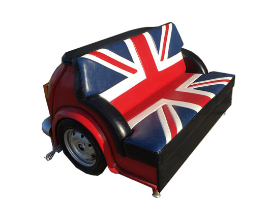 Retro Union Jack Sofa Car Furniture Garage Auto Sofa Couch Upholstery Two-seater