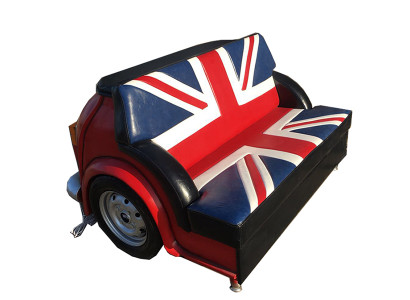 Retro Union Jack Sofa Car Furniture Garage Auto Sofa Couch Upholstery Two-seater