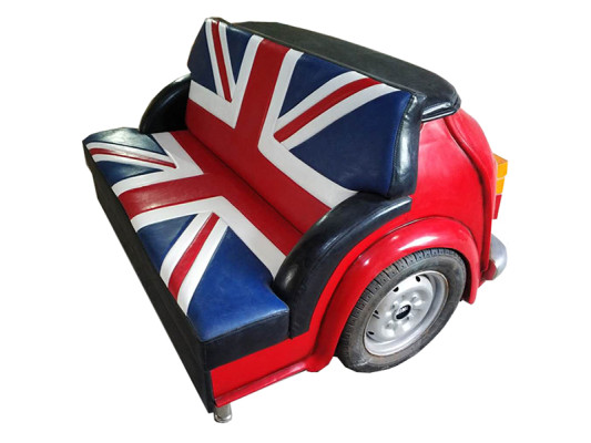 Retro Union Jack Sofa Car Furniture Garage Auto Sofa Couch Upholstery Two-seater