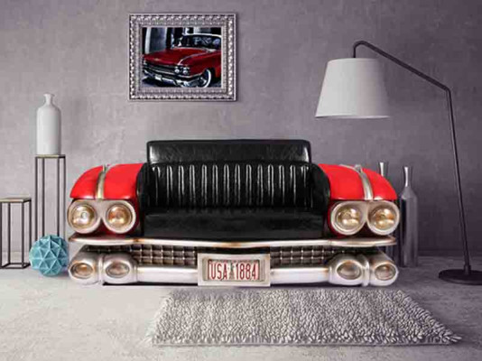 Sofa Car Half Vehicle Ratro Cinema Couch Upholstery Suite Leather Sofa