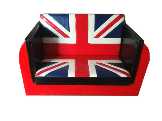 Retro Union Jack Sofa Car Furniture Garage Auto Sofa Couch Upholstery Two-seater
