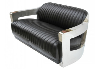 Leather Sofa Three Seater Couch Sofa Aviator Airplane Aluminum Furniture Vintage
