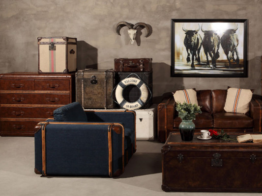 Design Armchair Suitcase Textile Couch Upholstery Single Seater Sofas Living room Furniture retro