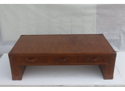 Coffee table Living room table Chest Side table in Vintage Table 147x85cm Leather