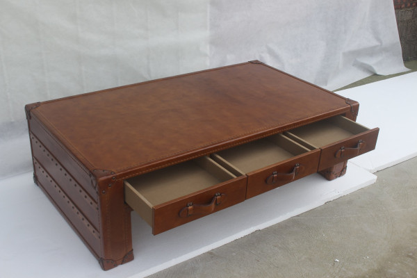 Coffee table Living room table Chest Side table in Vintage Table 147x85cm Leather