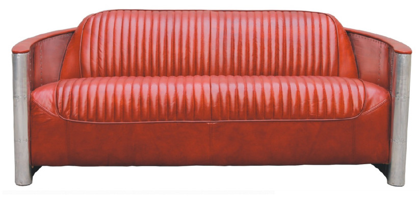 Genuine leather design vintage design sofa triple aluminum sofa 3 seater Bordaux