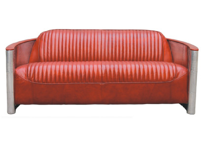 Genuine leather design vintage design sofa triple aluminum sofa 3 seater Bordaux
