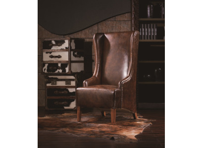 Genuine leather relaxation chair Vintage Cigar leather chair Armchair Leather wing chair TV