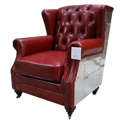 Wing chair Genuine leather Vintage Chesterfield Leather TV chair Leather chair new